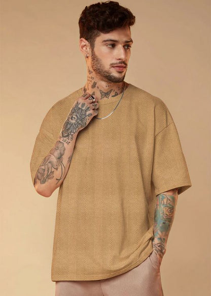 Elliot Knitted Camel Oversized T-Shirt For Men