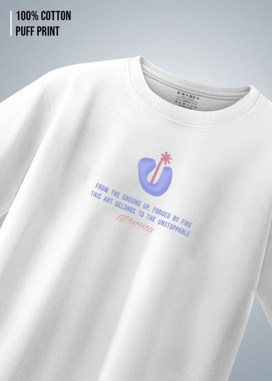 Art Belongs to Unstoppable Premium White Men Oversized T-shirt 