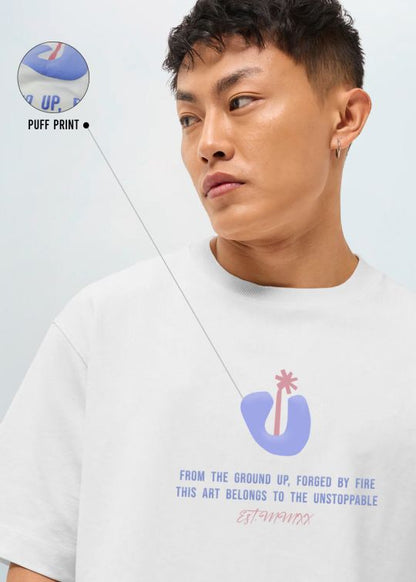 Art Belongs to Unstoppable Premium White Men Oversized T-shirt 