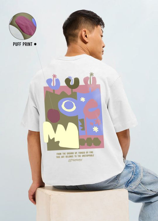 Art Belongs to Unstoppable Premium White Men Oversized T-shirt 