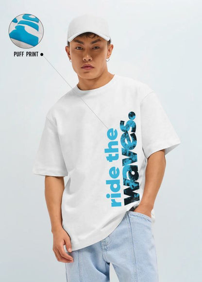 Ride The Waves Premium White Men Oversized T-shirt 