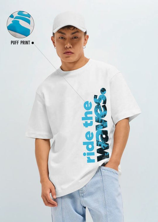 Ride The Waves Premium White Men Oversized T-shirt 