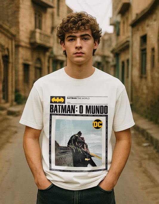 Batman O Mundo Premium Egg Shell Men Oversized T-shirt 